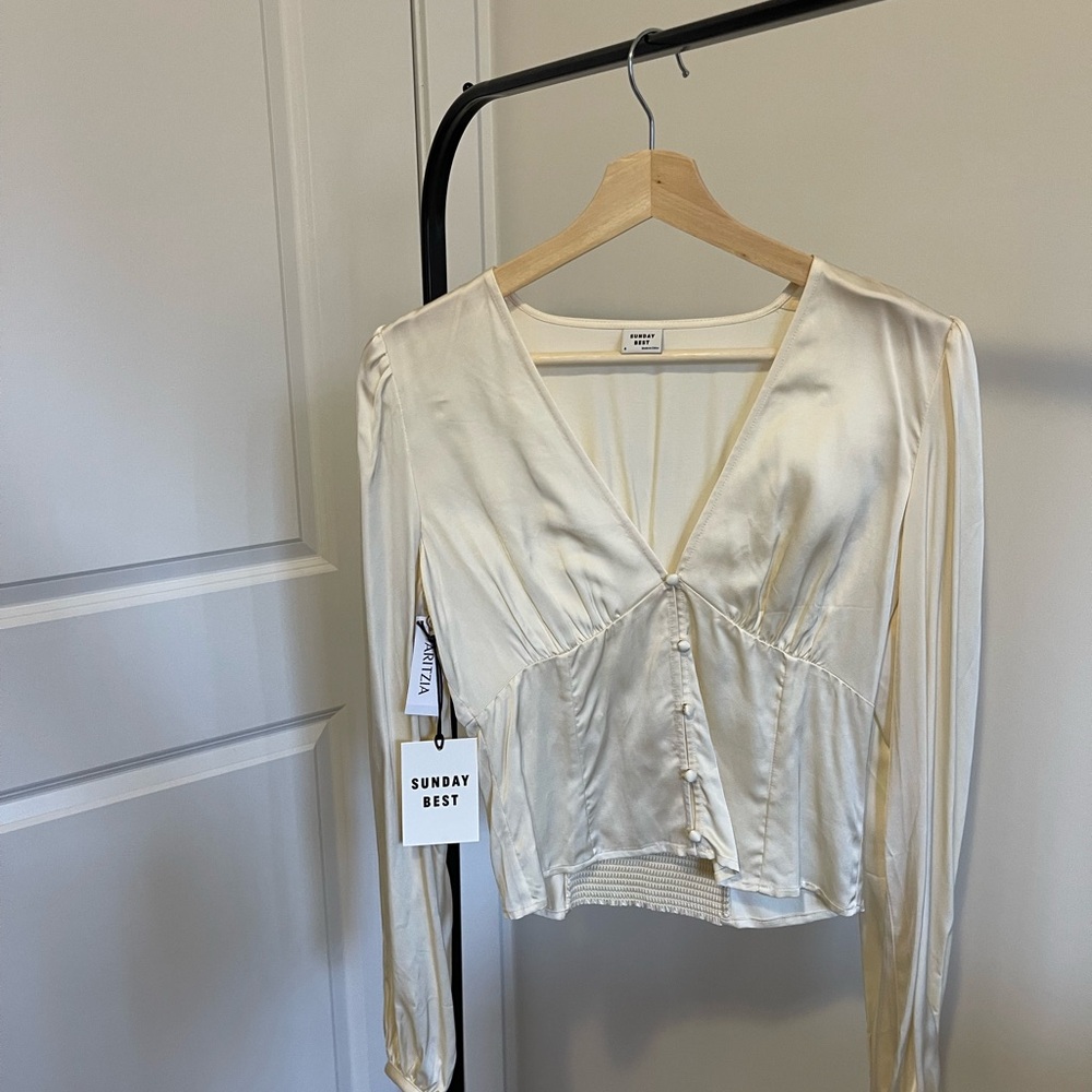 Sunday Best Cream Satin Blouse